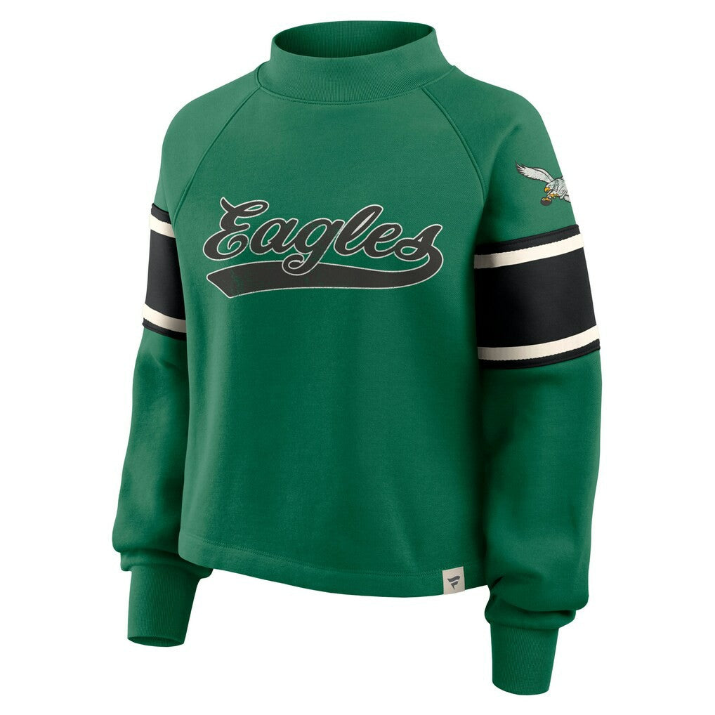 Philadelphia Eagles Oversized Hometown Toss Sweep Mock Neck Pullover Kelly Green | Fanatics