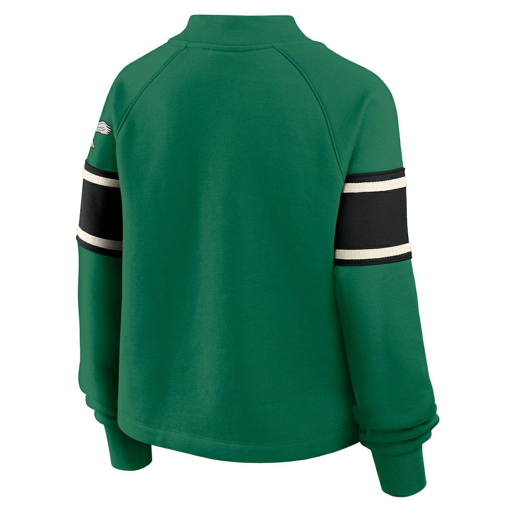 Philadelphia Eagles Oversized Hometown Toss Sweep Mock Neck Pullover Kelly Green | Fanatics