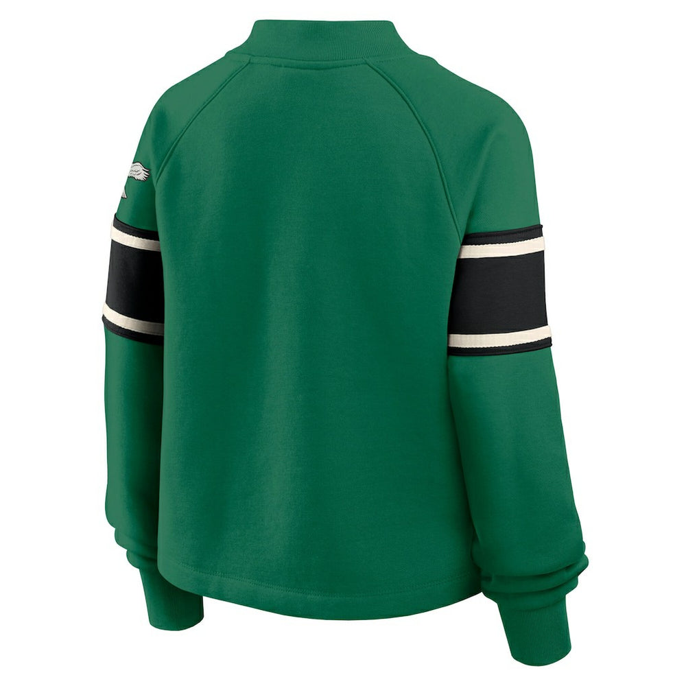 Philadelphia Eagles Oversized Hometown Toss Sweep Mock Neck Pullover Kelly Green | Fanatics
