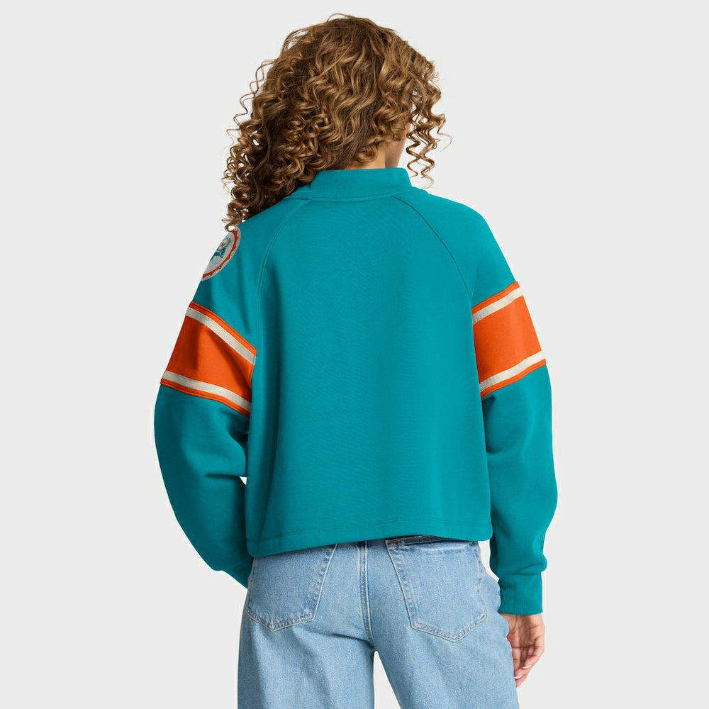 Miami Dolphins Oversized Hometown Toss Sweep Mock Neck Pullover Aqua | Fanatics
