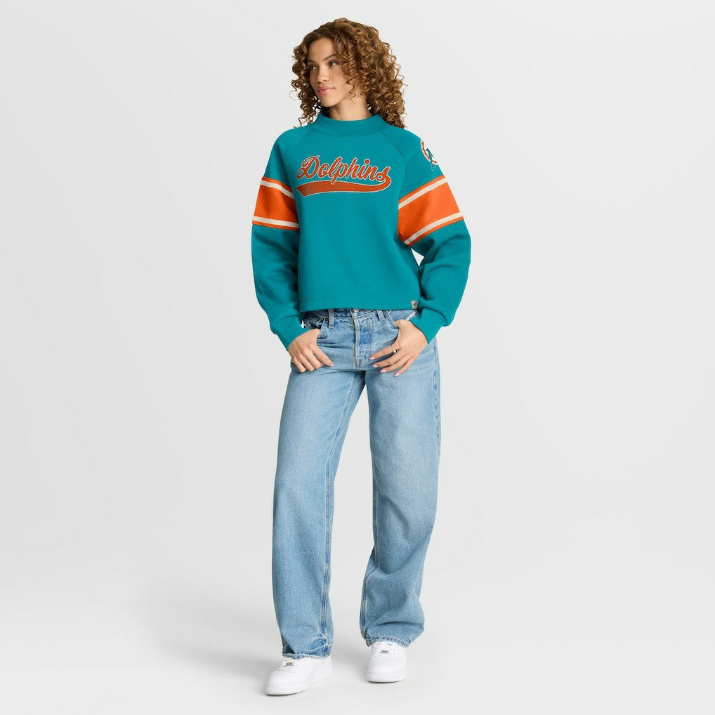 Miami Dolphins Oversized Hometown Toss Sweep Mock Neck Pullover Aqua | Fanatics