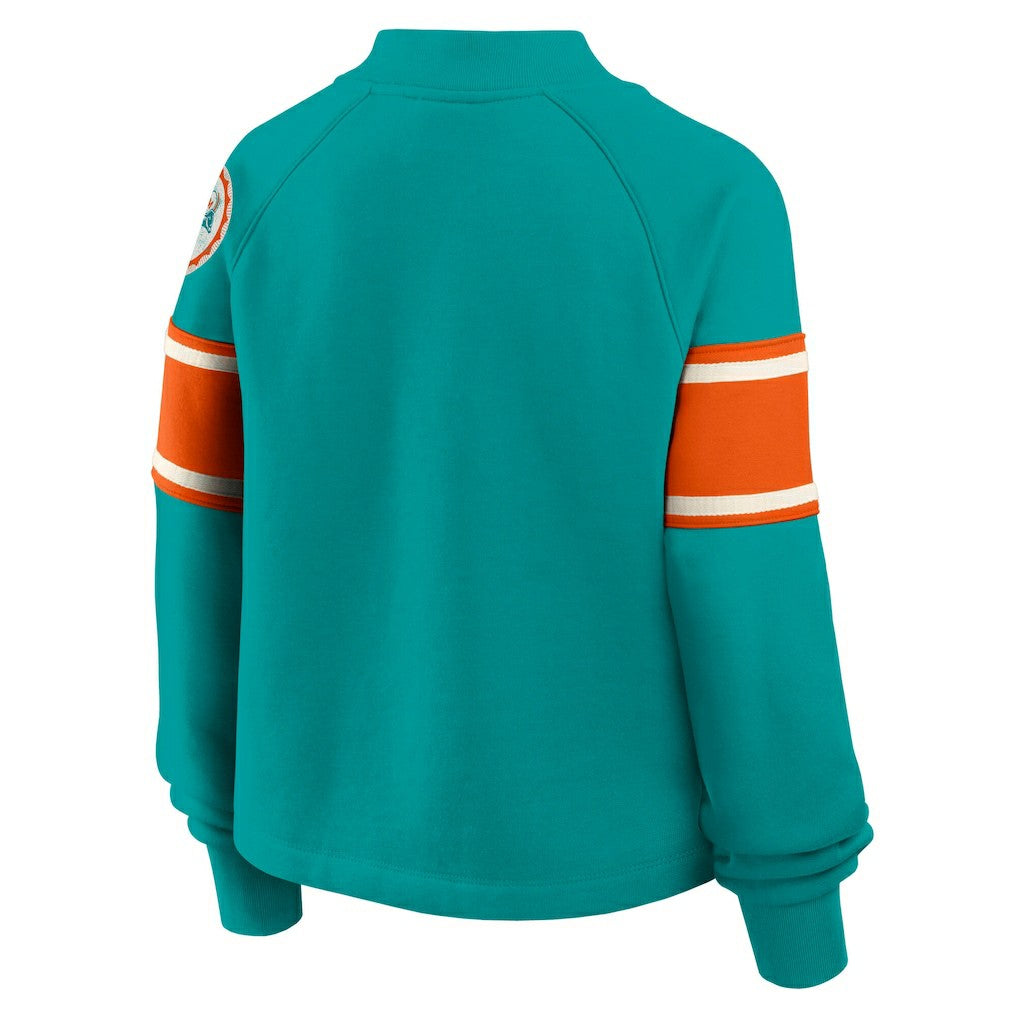 Miami Dolphins Oversized Hometown Toss Sweep Mock Neck Pullover Aqua | Fanatics