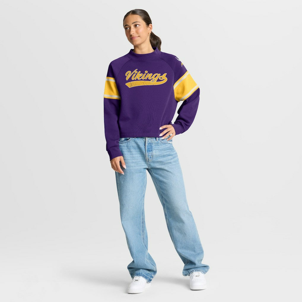 Minnesota Vikings Oversized Hometown Toss Sweep Mock Neck Pullover Purple | Fanatics