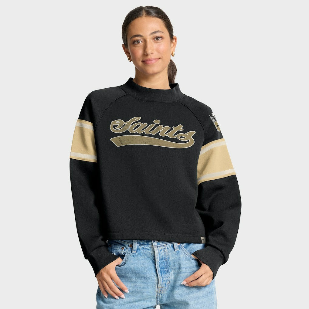 New Orleans Saints Oversized Hometown Toss Sweep Mock Neck Pullover Black | Fanatics