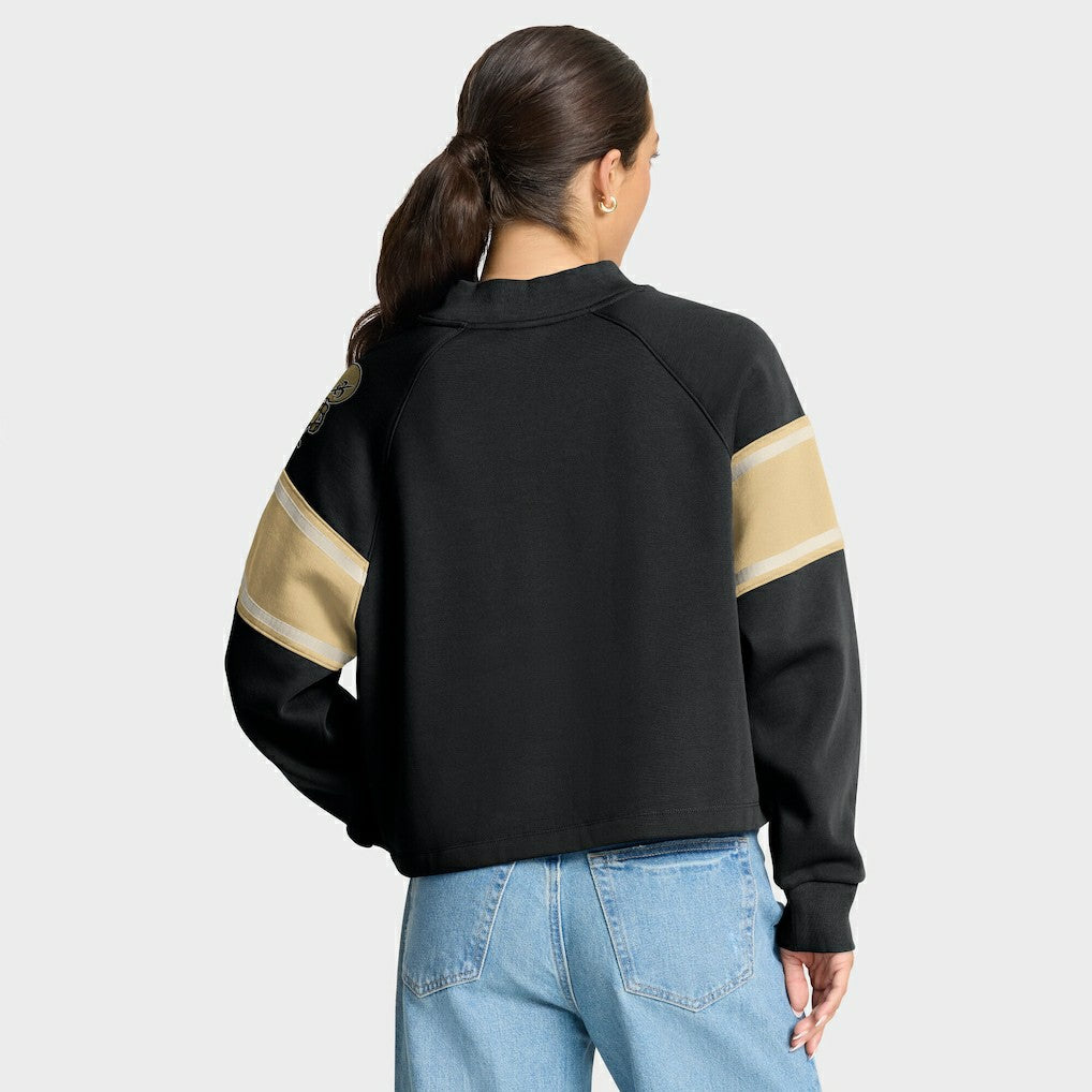 New Orleans Saints Oversized Hometown Toss Sweep Mock Neck Pullover Black | Fanatics