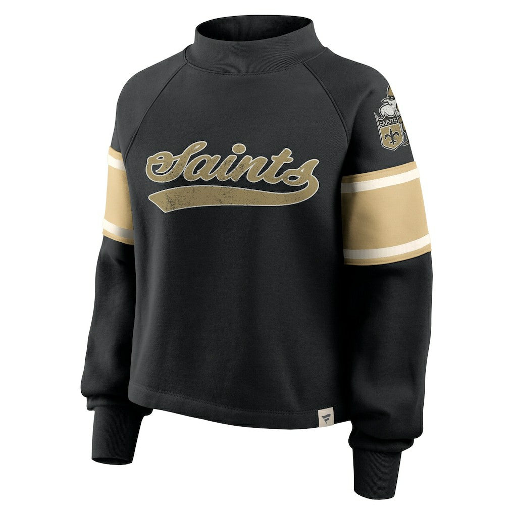 New Orleans Saints Oversized Hometown Toss Sweep Mock Neck Pullover Black | Fanatics