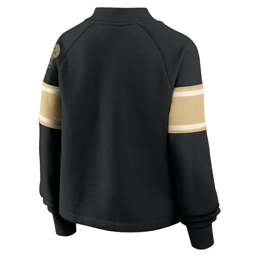 New Orleans Saints Oversized Hometown Toss Sweep Mock Neck Pullover Black | Fanatics