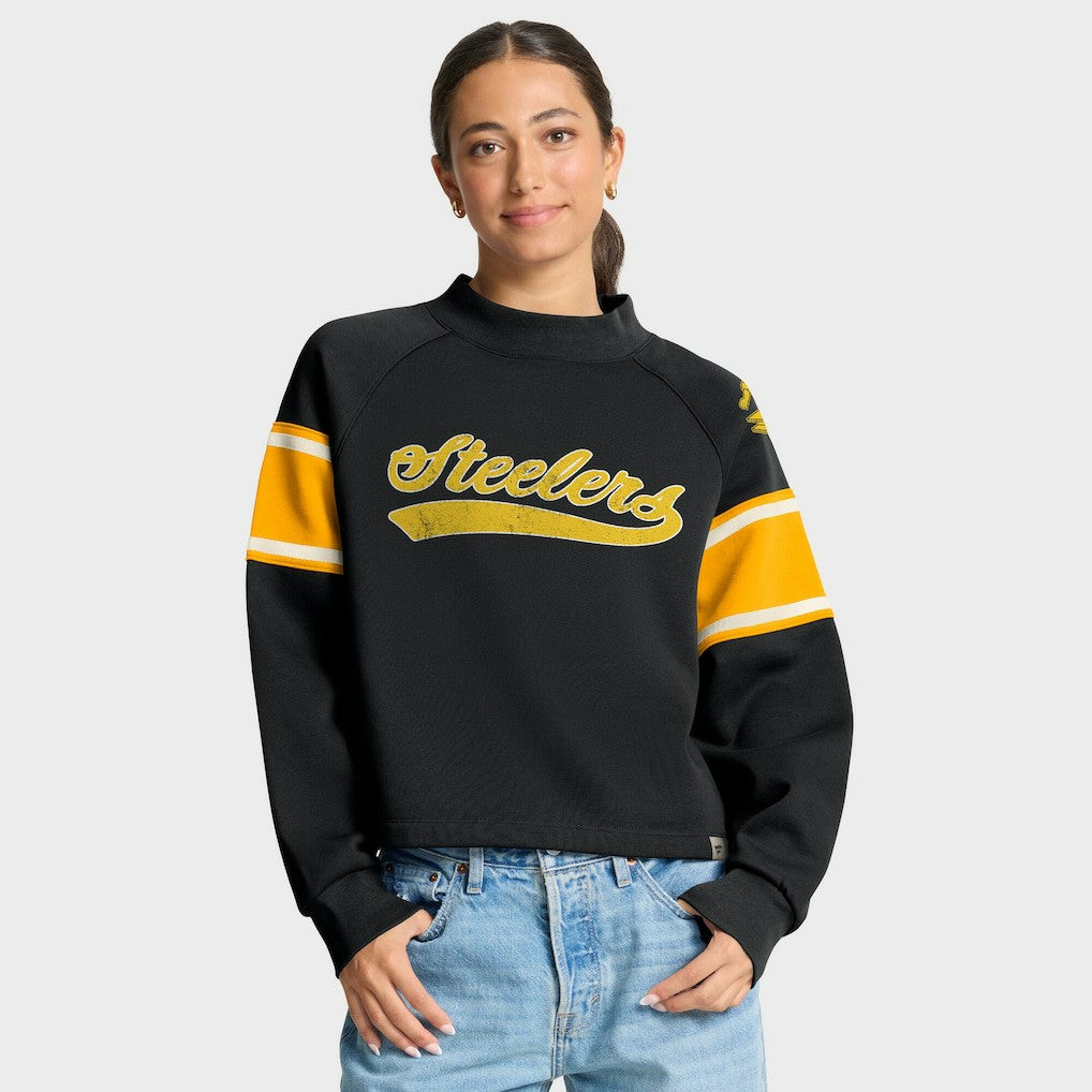 Pittsburgh Steelers Oversized Hometown Toss Sweep Mock Neck Pullover Black | Fanatics