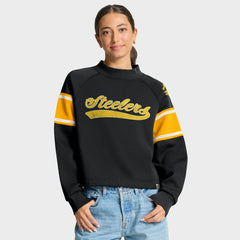 Pittsburgh Steelers Oversized Hometown Toss Sweep Mock Neck Pullover Black | Fanatics