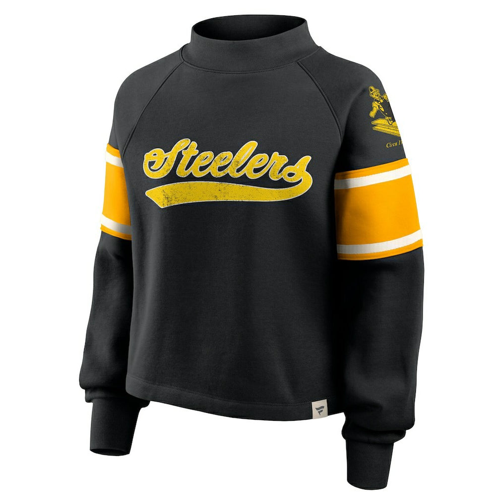 Pittsburgh Steelers Oversized Hometown Toss Sweep Mock Neck Pullover Black | Fanatics