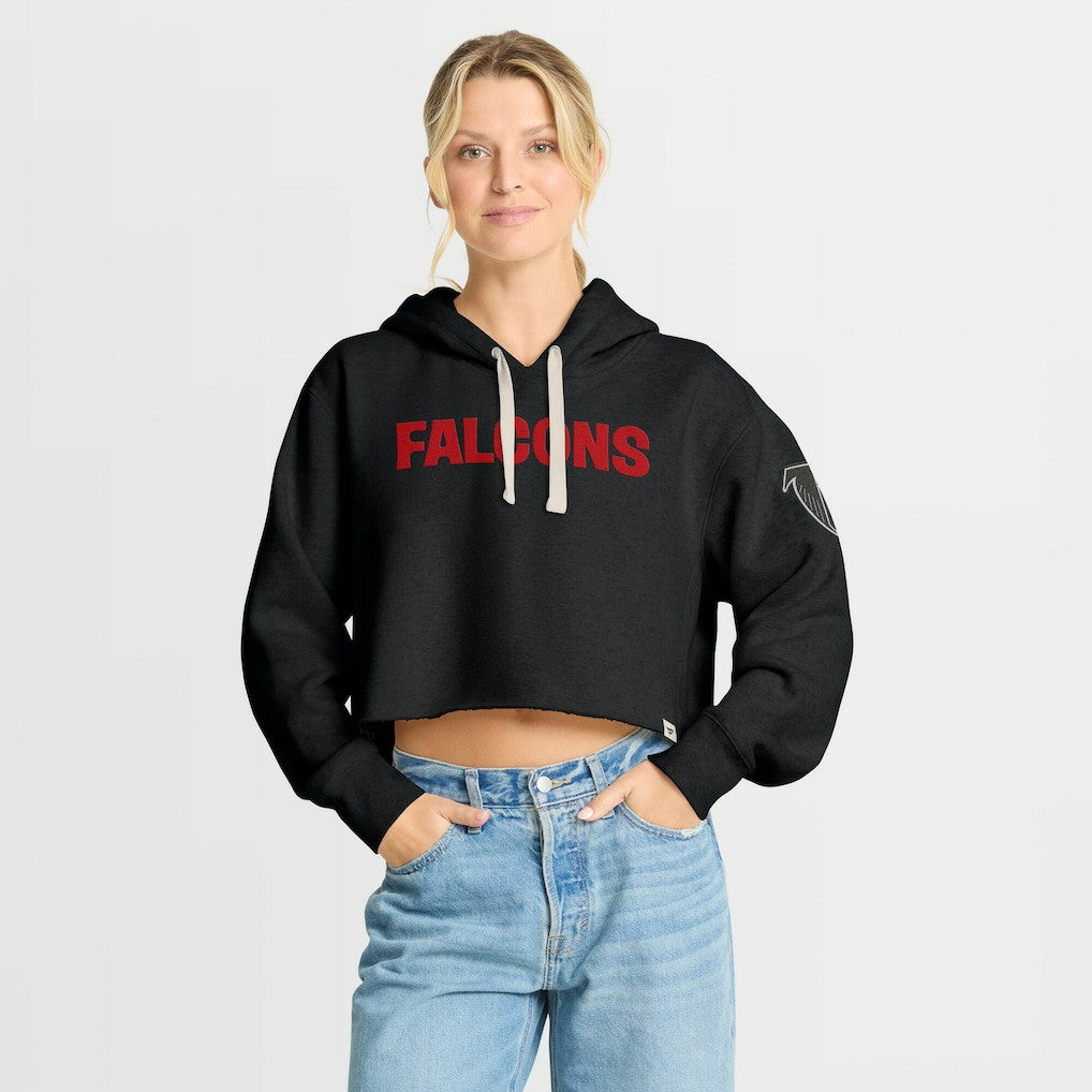 Atlanta Falcons Women's Oversized Hometown Heritage Cropped Hoodie Black | Fanatics