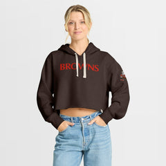 Cleveland Browns Women's Oversized Hometown Heritage Cropped Hoodie Brown | Fanatics