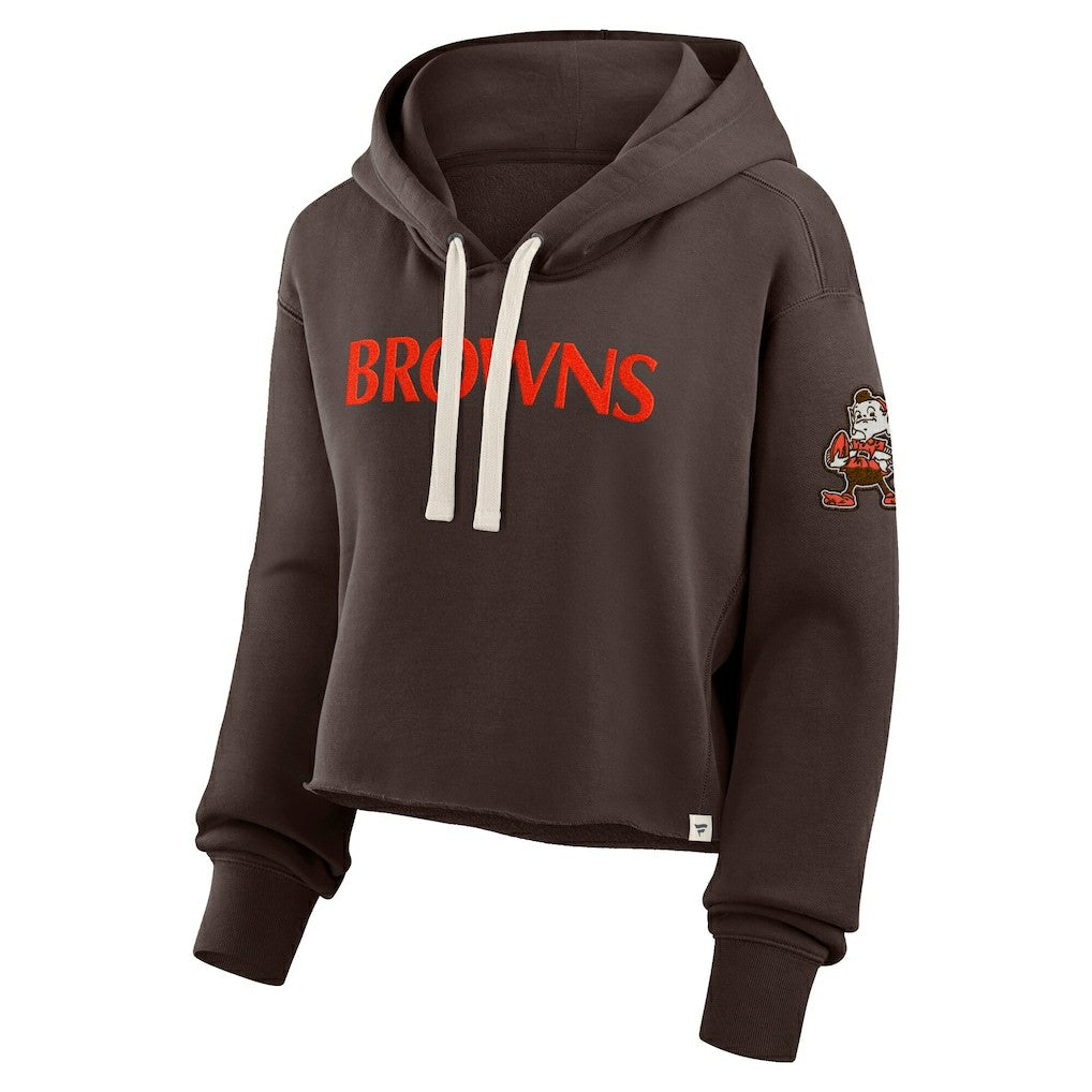 Cleveland Browns Women's Oversized Hometown Heritage Cropped Hoodie Brown | Fanatics