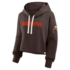 Cleveland Browns Women's Oversized Hometown Heritage Cropped Hoodie Brown | Fanatics