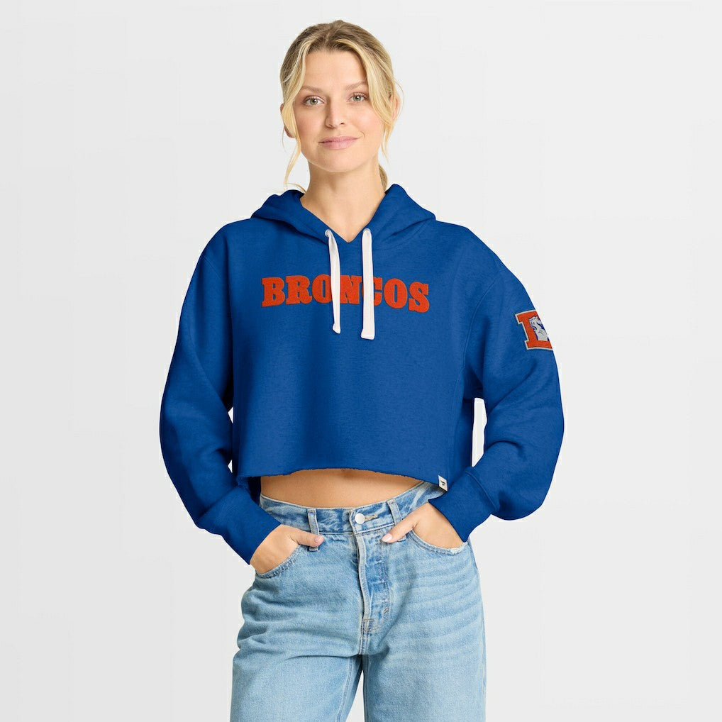 Denver Broncos Women's Oversized Hometown Heritage Cropped Hoodie Royal | Fanatics