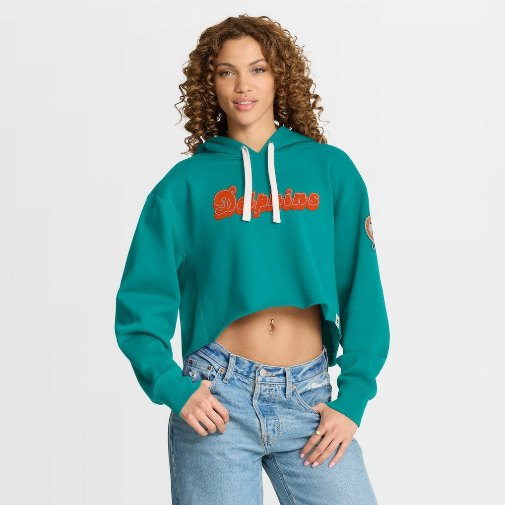 Miami Dolphins Women's Oversized Hometown Heritage Cropped Hoodie Aqua | Fanatics