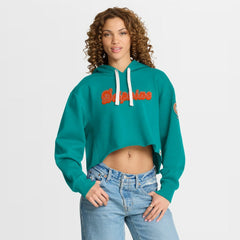 Miami Dolphins Women's Oversized Hometown Heritage Cropped Hoodie Aqua | Fanatics