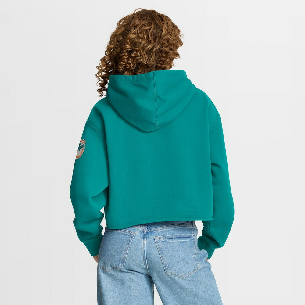 Miami Dolphins Women's Oversized Hometown Heritage Cropped Hoodie Aqua | Fanatics