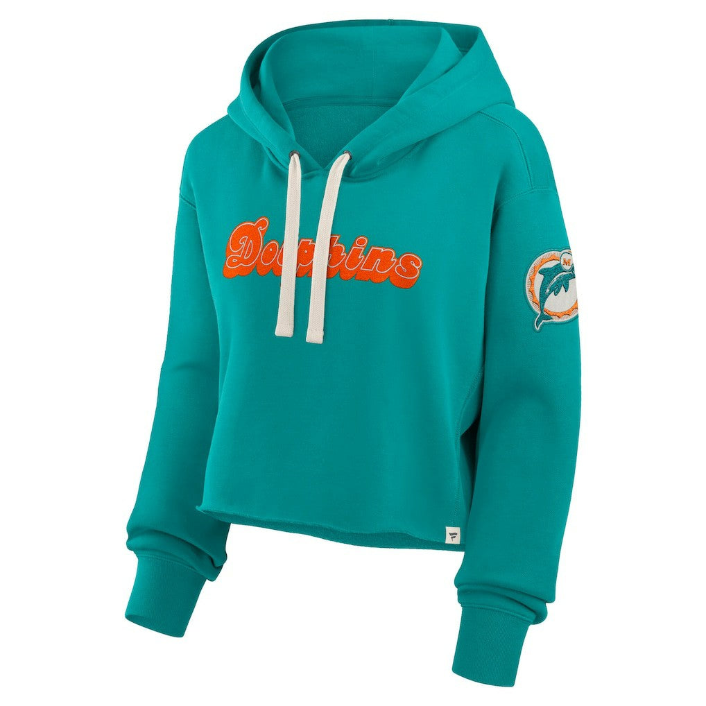 Miami Dolphins Women's Oversized Hometown Heritage Cropped Hoodie Aqua | Fanatics