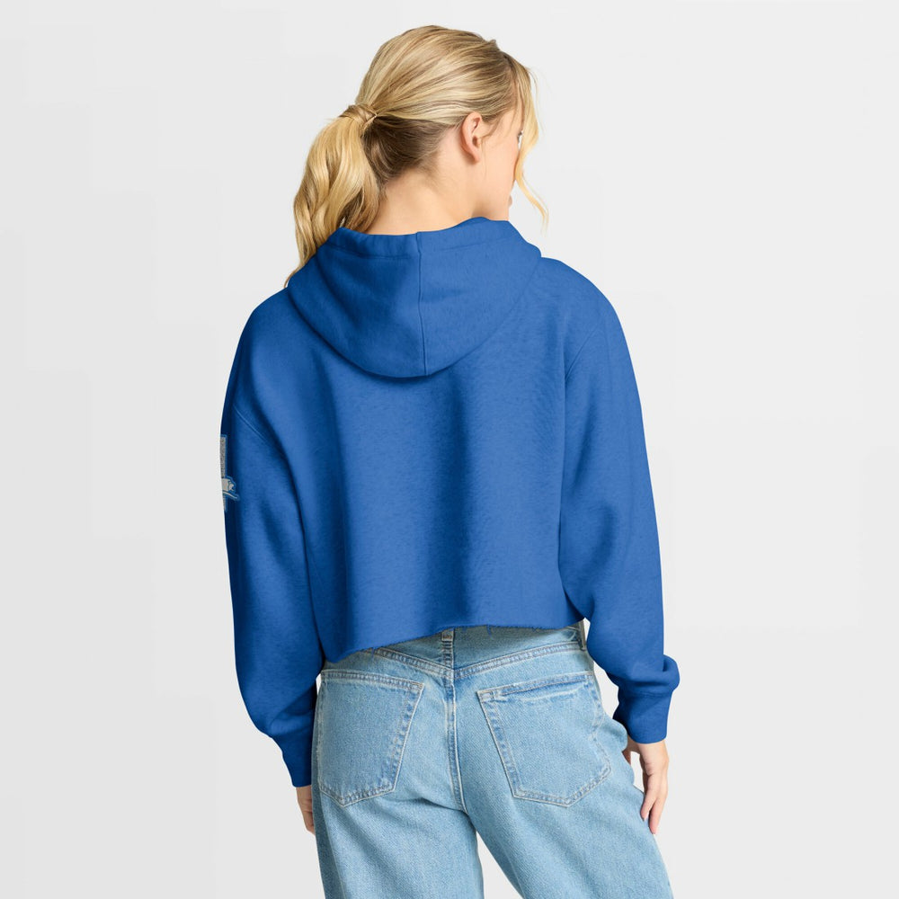 Detroit Lions Women's Oversized Hometown Heritage Cropped Hoodie Blue | Fanatics