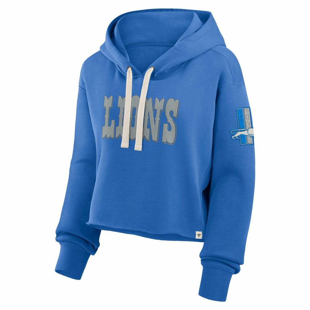 Detroit Lions Women's Oversized Hometown Heritage Cropped Hoodie Blue | Fanatics