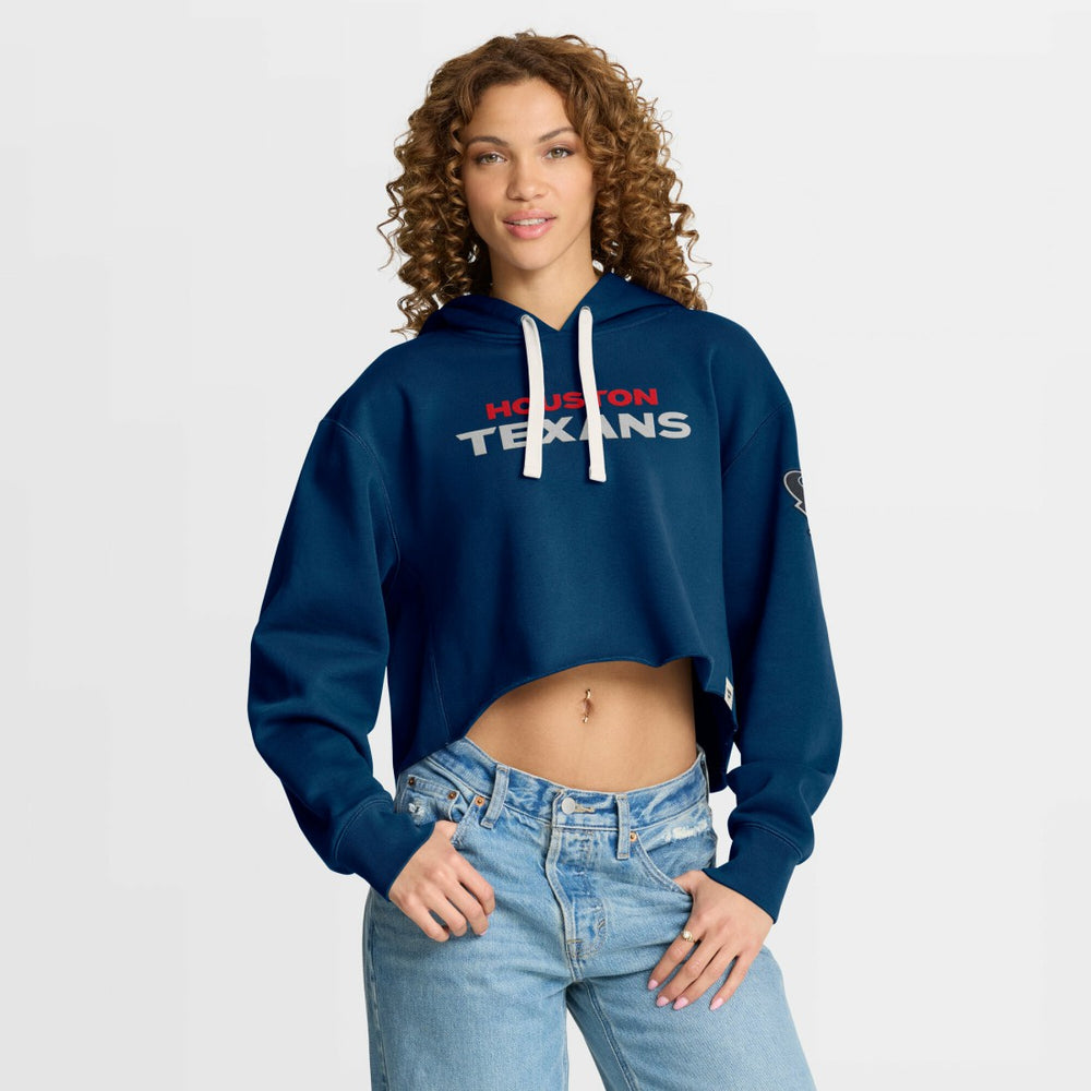 Houston Texans Women's Oversized Hometown Heritage Cropped Hoodie Navy | Fanatics