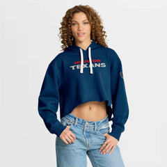 Houston Texans Women's Oversized Hometown Heritage Cropped Hoodie Navy | Fanatics