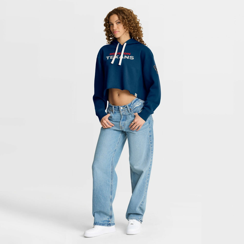 Houston Texans Women's Oversized Hometown Heritage Cropped Hoodie Navy | Fanatics