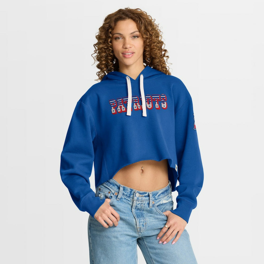New England Patriots Women's Oversized Hometown Heritage Cropped Hoodie Royal | Fanatics