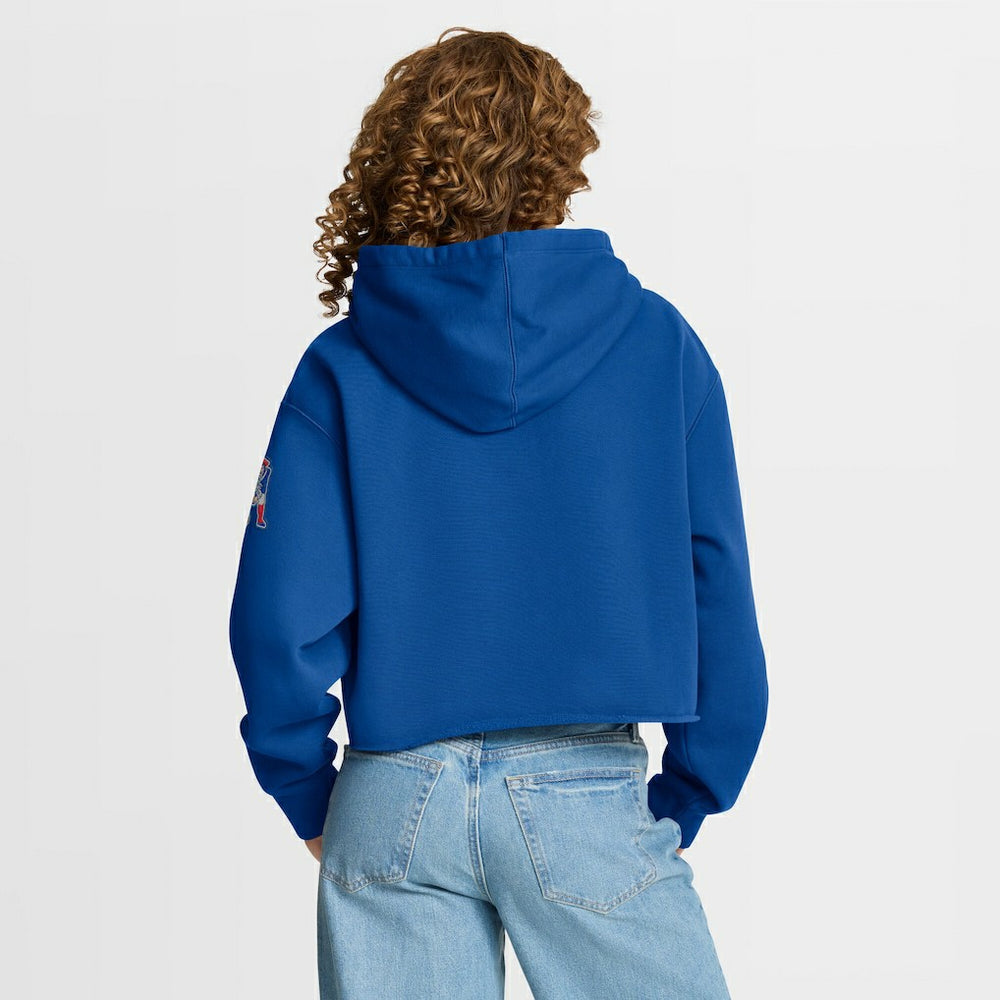 New England Patriots Women's Oversized Hometown Heritage Cropped Hoodie Royal | Fanatics
