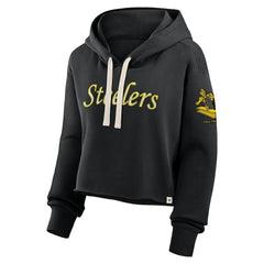 Pittsburgh Steelers Women's Oversized Hometown Heritage Cropped Hoodie Black | Fanatics