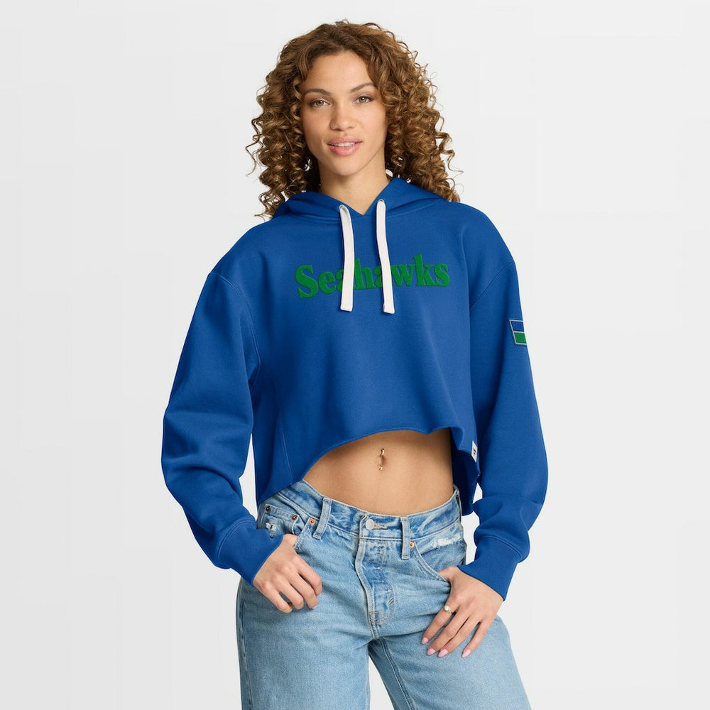 Seattle Seahawks Women's Oversized Hometown Heritage Cropped Hoodie Royal | Fanatics