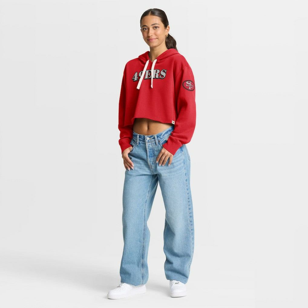 San Francisco 49ers Women's Oversized Hometown Heritage Cropped Hoodie Scarlet | Fanatics
