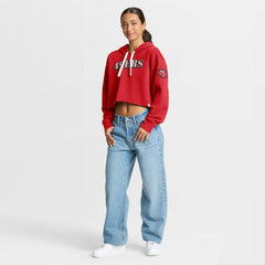 San Francisco 49ers Women's Oversized Hometown Heritage Cropped Hoodie Scarlet | Fanatics