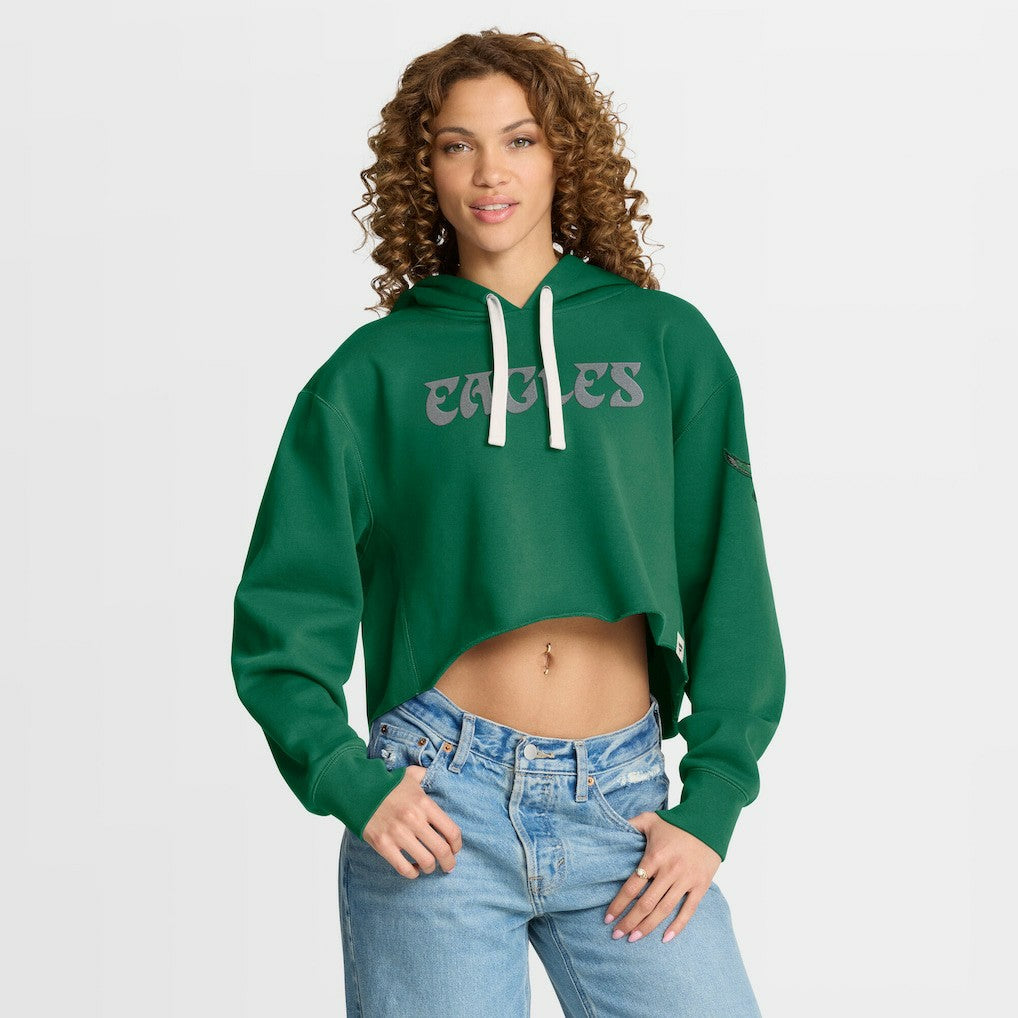 Philadelphia Eagles Women's Oversized Hometown Heritage Cropped Hoodie Kelly Green | Fanatics