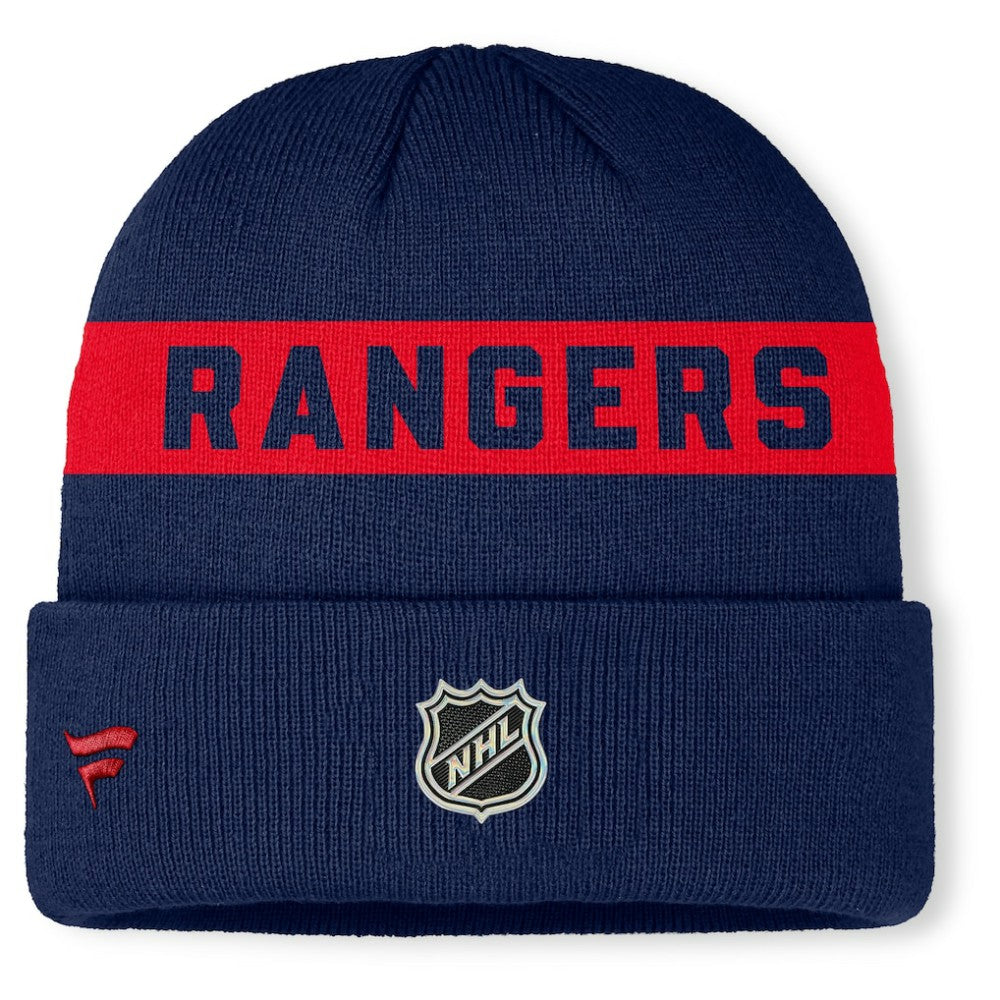 New York Rangers Fanatics Authentic Pro Rink Cuffed Knit Hat - Navy - NHL