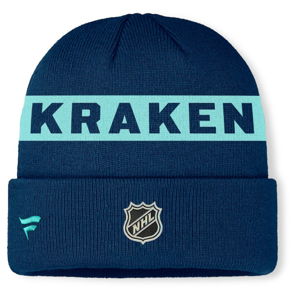 Seattle Kraken Fanatics Authentic Pro Rink Cuffed Knit Hat - Deep Sea Blue - NHL
