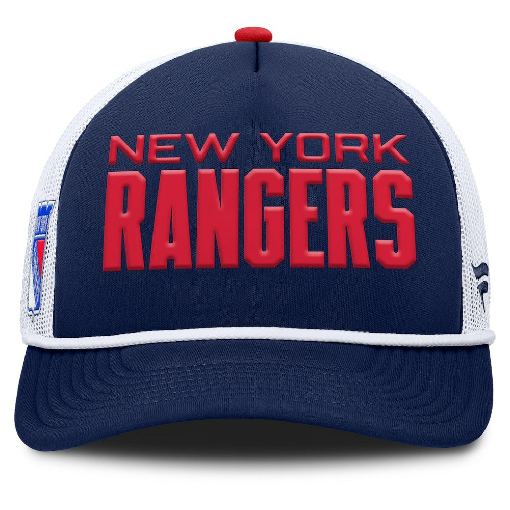 New York Rangers Fanatics Authentic Pro Rink A-Frame Adjustable Hat - Navy/White - NHL