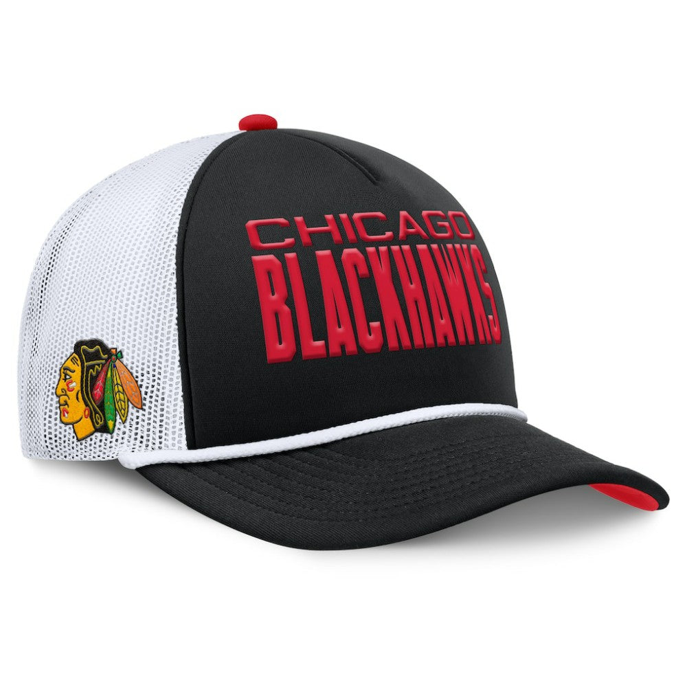 Chicago Blackhawks Fanatics Authentic Pro Rink A-Frame Adjustable Hat - Black/White - NHL