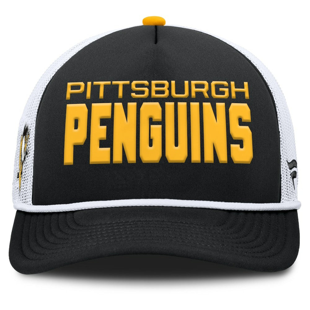 Pittsburgh Penguins Fanatics Authentic Pro Rink A-Frame Adjustable Hat - Black/White - NHL