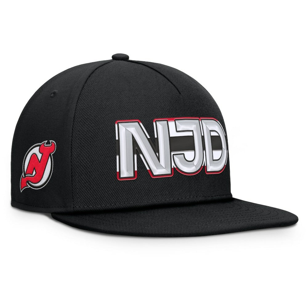 New Jersey Devils Fanatics Authentic Pro Rink Team Code Snapback Hat - Black - NHL