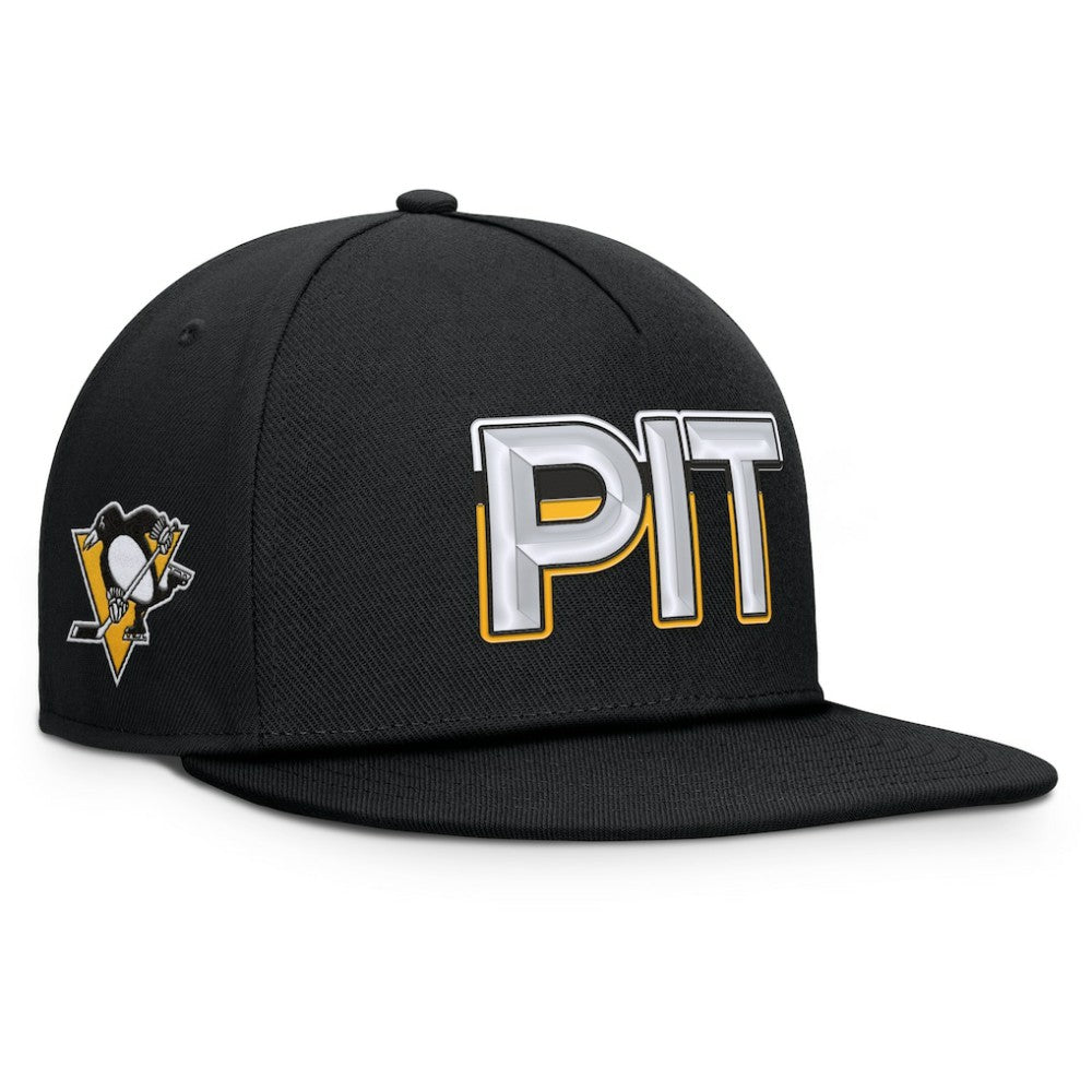 Pittsburgh Penguins Fanatics Authentic Pro Rink Team Code Snapback Hat - Black - NHL