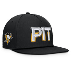Pittsburgh Penguins Fanatics Authentic Pro Rink Team Code Snapback Hat - Black - NHL