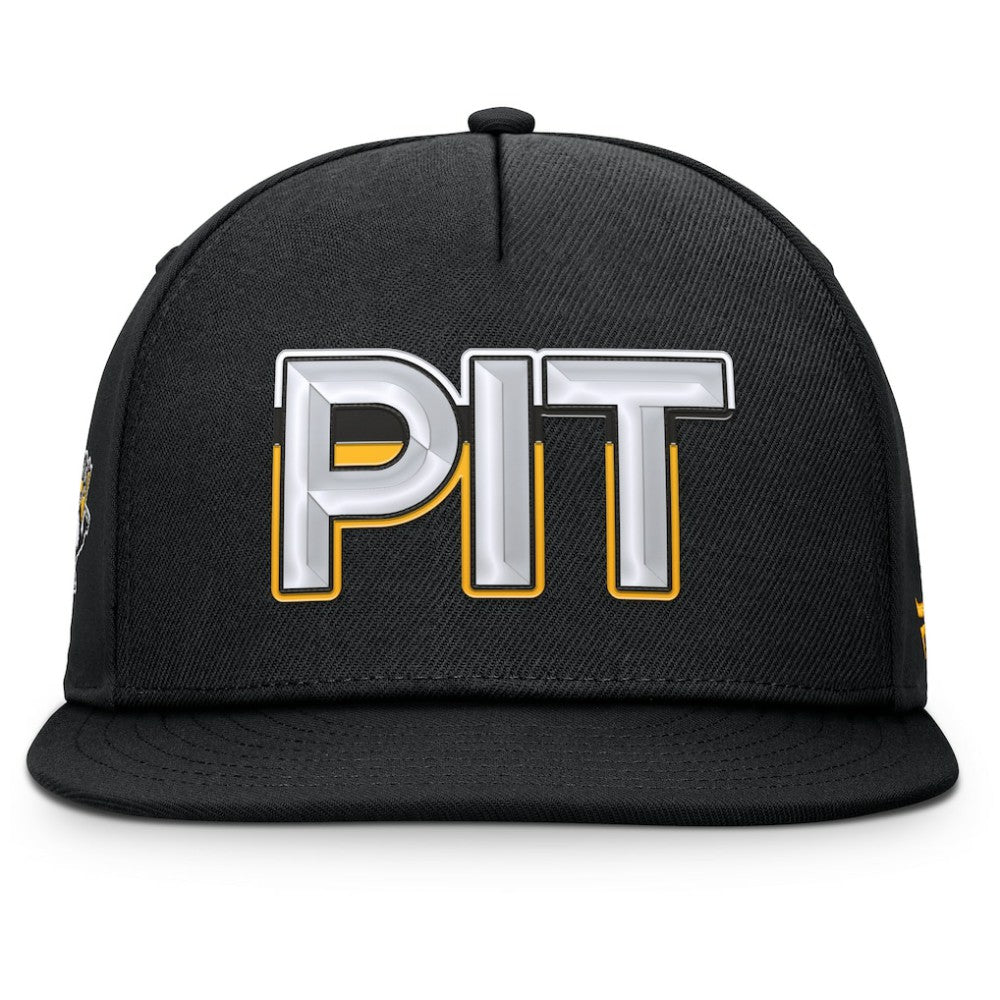 Pittsburgh Penguins Fanatics Authentic Pro Rink Team Code Snapback Hat - Black - NHL