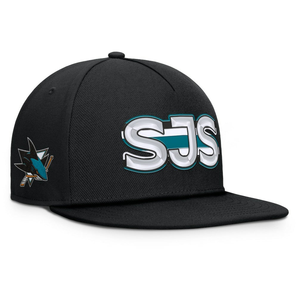 San Jose Sharks Fanatics Authentic Pro Rink Team Code Snapback Hat - Black - NHL