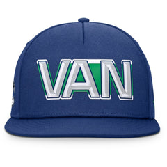 Vancouver Canucks Fanatics Authentic Pro Rink Team Code Snapback Hat - Blue - NHL