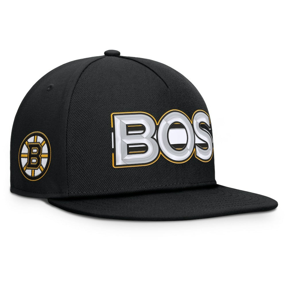 Boston Bruins Fanatics Authentic Pro Rink Team Code Snapback Hat - Black - NHL