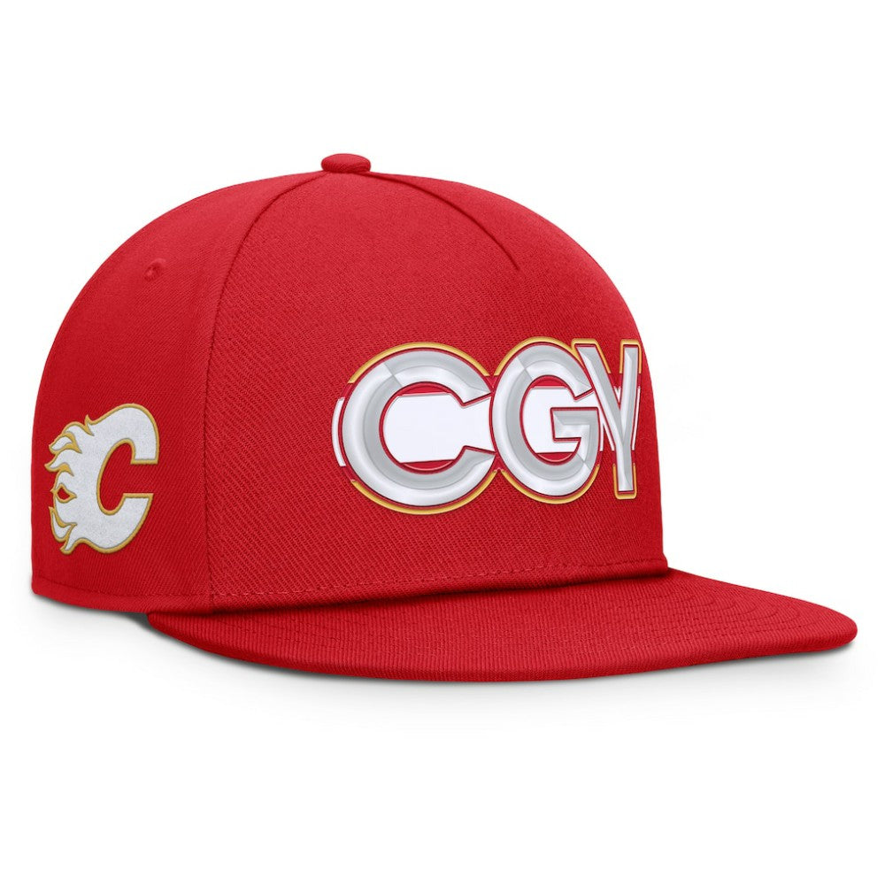Calgary Flames Fanatics Authentic Pro Rink Team Code Snapback Hat - Red - NHL