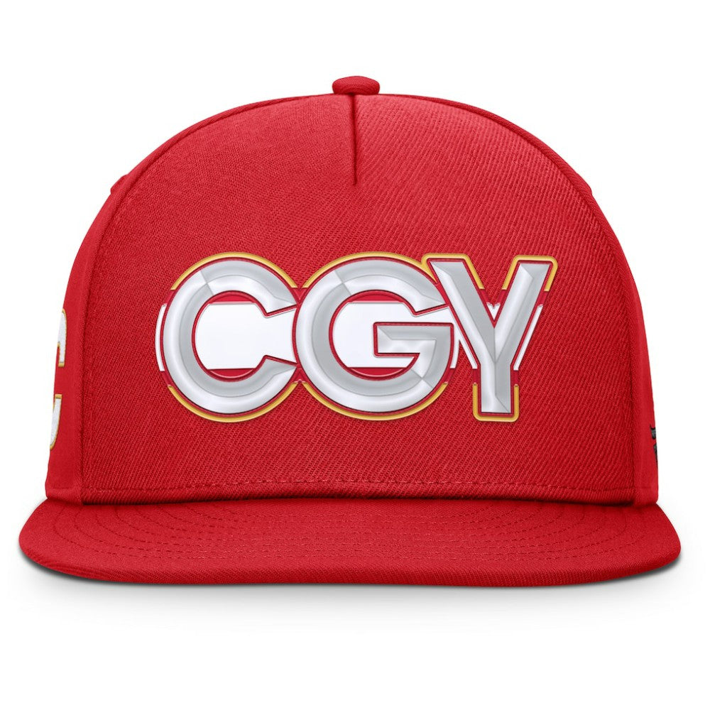 Calgary Flames Fanatics Authentic Pro Rink Team Code Snapback Hat - Red - NHL