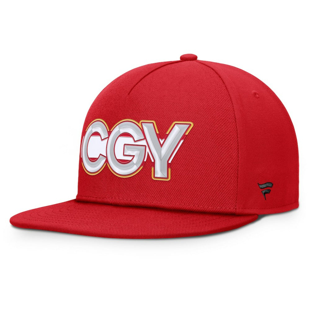 Calgary Flames Fanatics Authentic Pro Rink Team Code Snapback Hat - Red - NHL